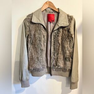 Faux Leather & Faux Fur Jacket